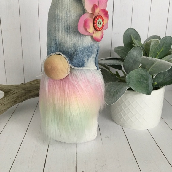 🚫SOLD🚫 Gnome Handmade Hippie Denim Flower Sock Beard - Picture 3 of 8